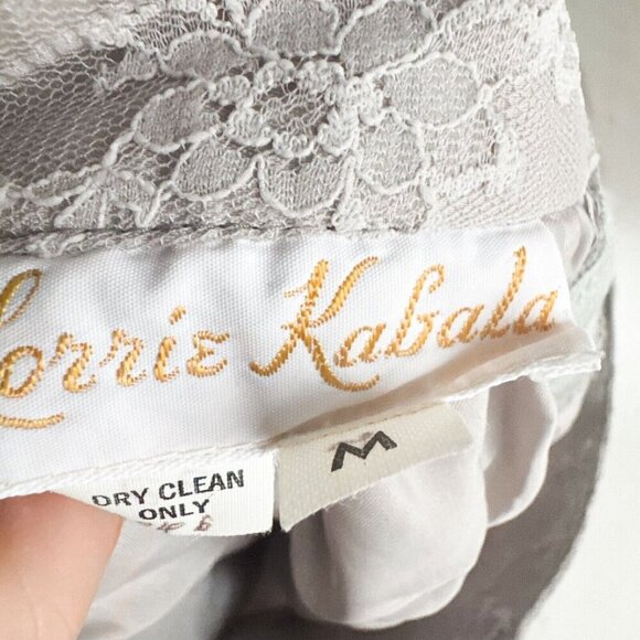 Vintage Lorrie Kabala Grey White Lace Overlay Maxi Skirt S - Picture 9 of 9